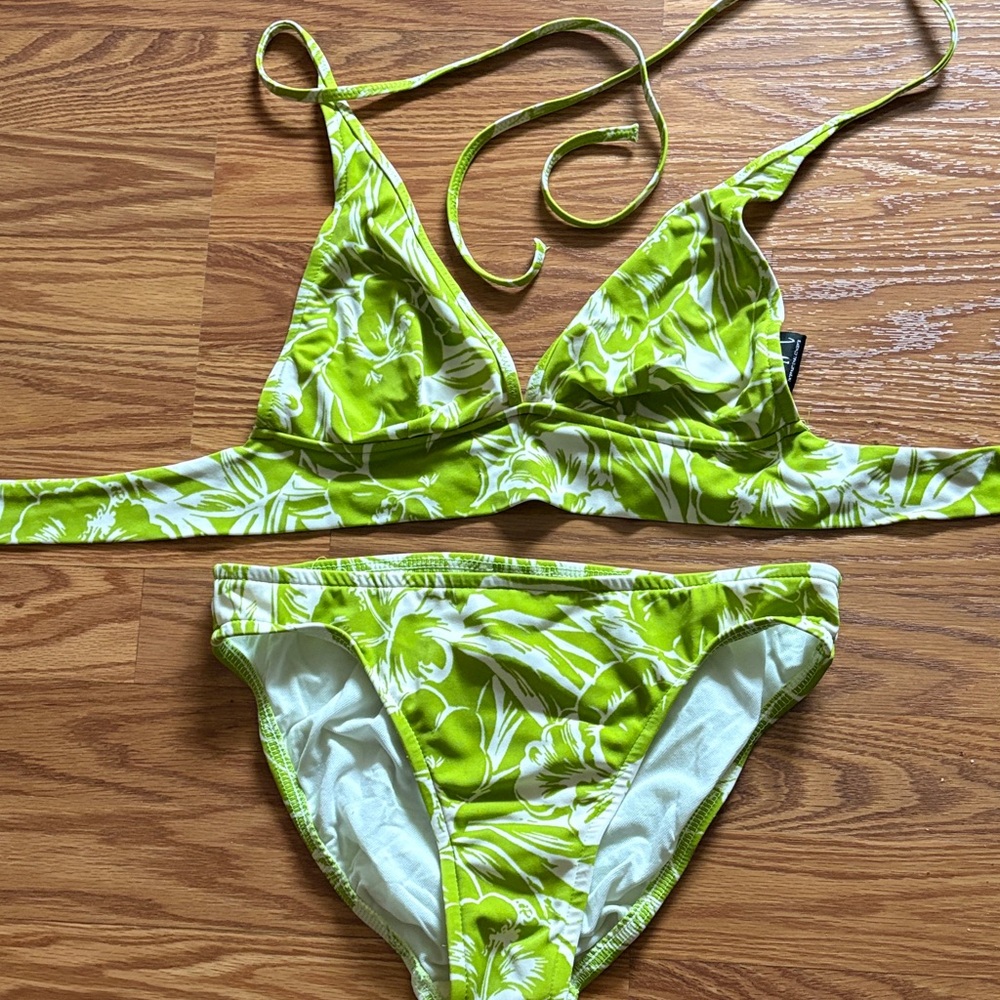INC International Concepts Lime Green Floral Bikini